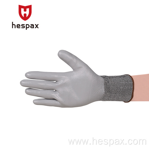 Hespax Anti Cut Nitrile Dipped Industrial Glove Construction